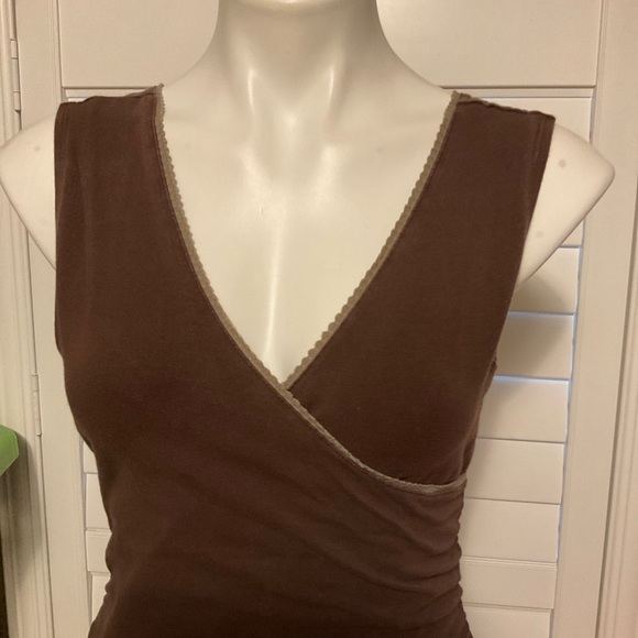 Elegant Brown Wrap Tank Top - Picture 2 of 7
